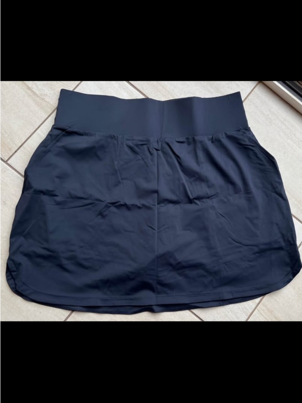 Black Athletic Skort with Elastic Shirred Waistband